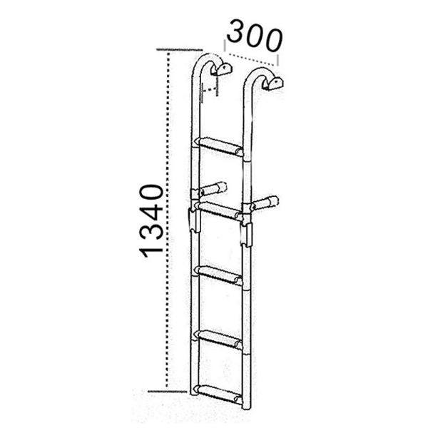 Badestige rustfri m/5 trin 180° B: 30 cm L: 1340 mm "Comfort" S0630005