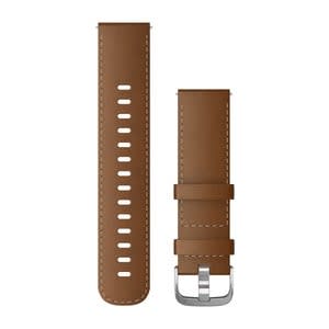 Garmin Quick Release straps (22mm), brown leather with silver tone hardware