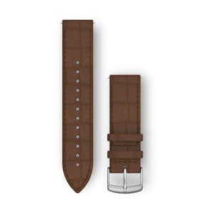 Garmin Quick Release strap, dark brown embossed Italian leather with silver-tone buckle