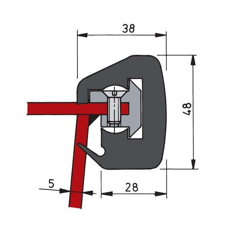 Fenderliste 20m grå/sort pr. m