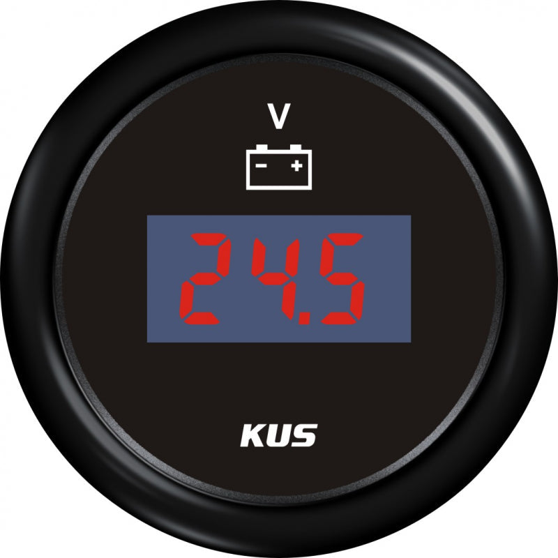 KUS Digital Voltmeter Black 12/24V