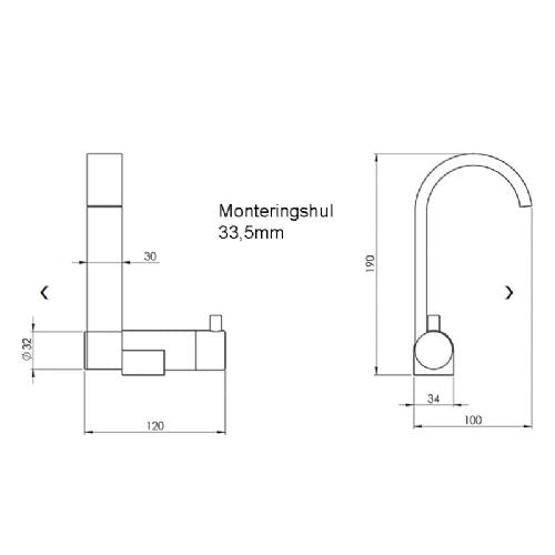 Vandhane forkromet et-grebs slim hun