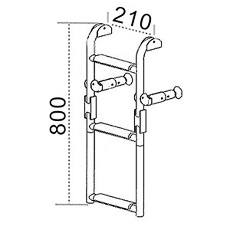 Bathing ladder aluminum 3 steps 730x210mm tube 25mm