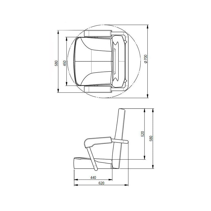 Steering chair "Sailor" white with armrests