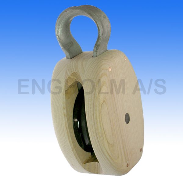 Wooden block DK w/car 1 tbsp. 100 mm 4" For 12-14 mm rope Break 2500 kg