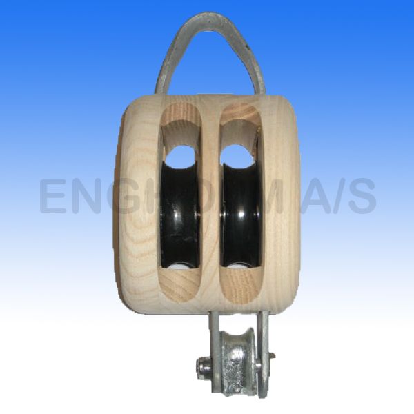Wooden block Dk M/Bjl+hsv 2sk 100mm 4" For 12-14mm Rope