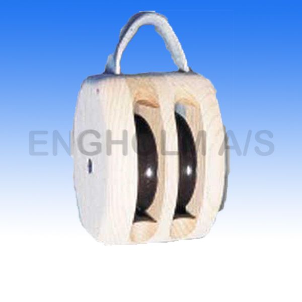 Wooden Block Dk W/Bjl 2sk 100mm 4" For 12-14mm Rope