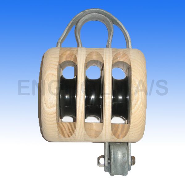 Wooden block Dk M/Bjl+hsv 3sk 100mm 4" For 12-14mm Rope