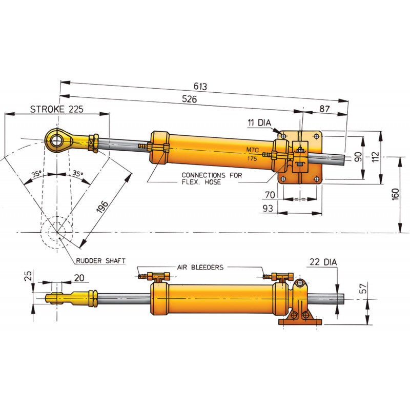 VETUS hydraulic cylinder for 10 mm tubin