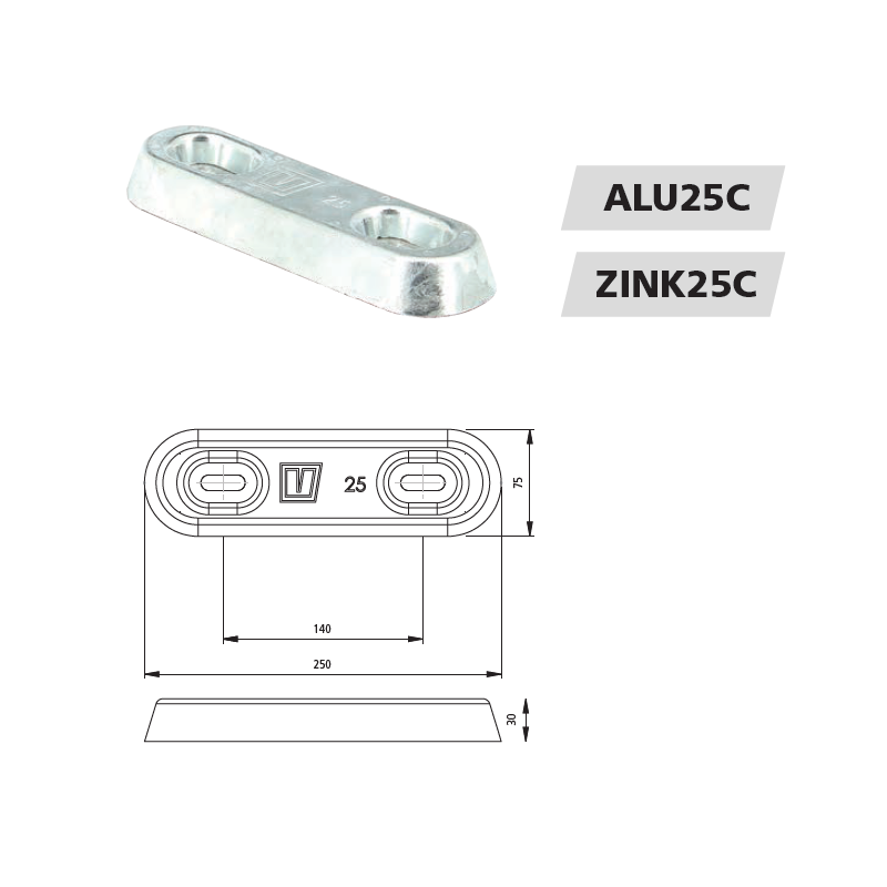 Zink anode type 25 (ekskl. monteringskit)