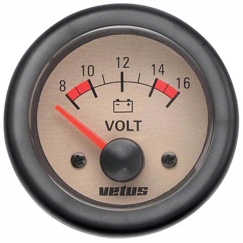 VETUS Voltmeter, creme, 12V, 52mm