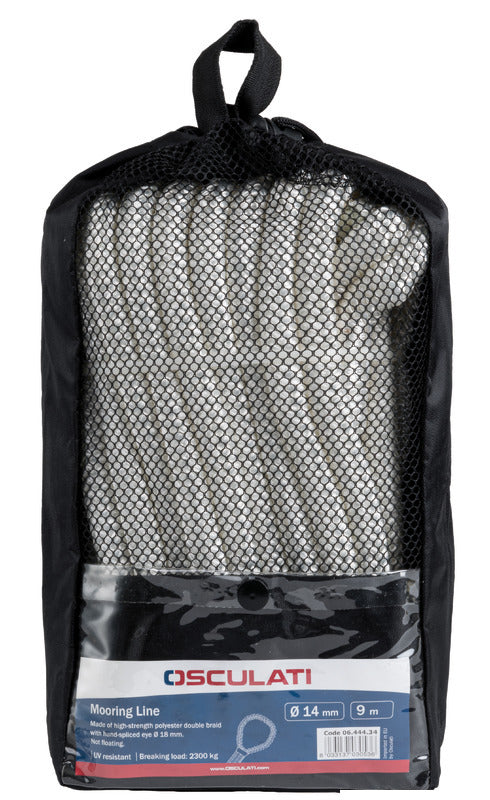 Mooring line with eye white 14 mm x 9 m