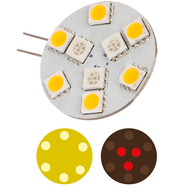 Nauticled g4 red/white side pin ø30mm 10-30vdc 0.5/1.4/10w