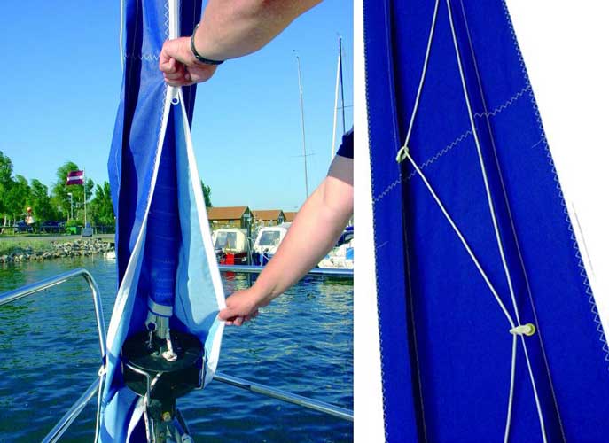 Roller front sail cover 38 cm gray per m.