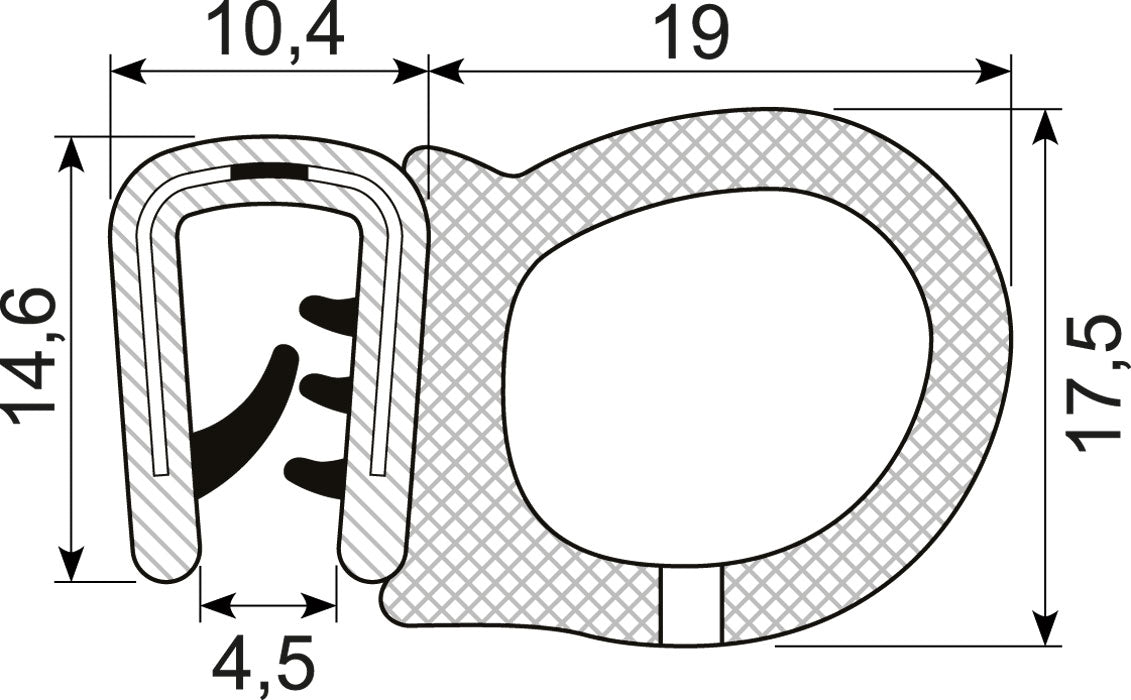 Sponge rubber on page type 452