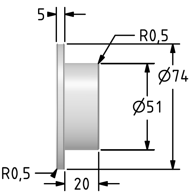 Transducer adapter from 43 mm to 51 mm