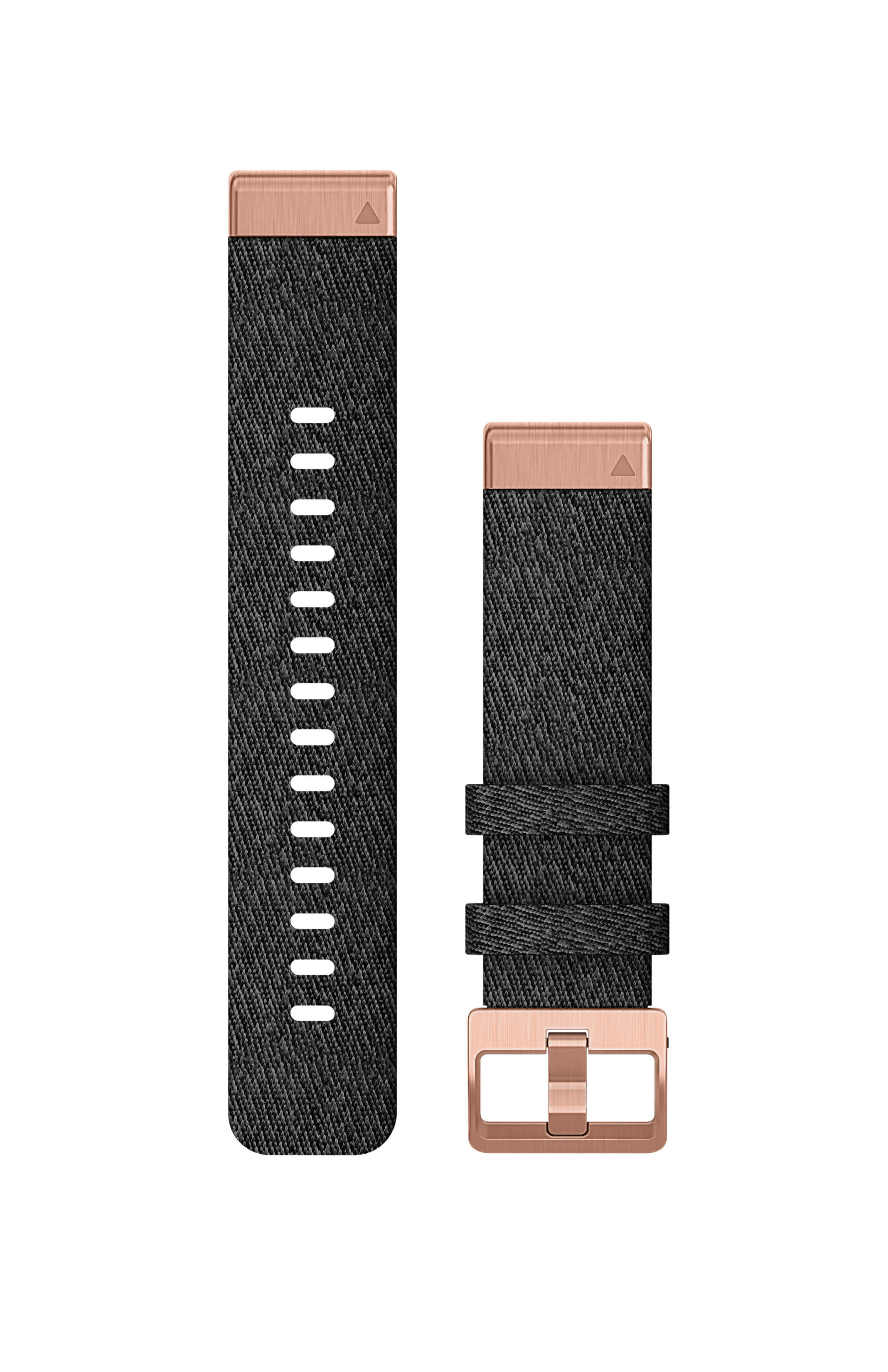 Garmin QuickFit® 20 watch strap, Black melange nylon, rose gold hardware