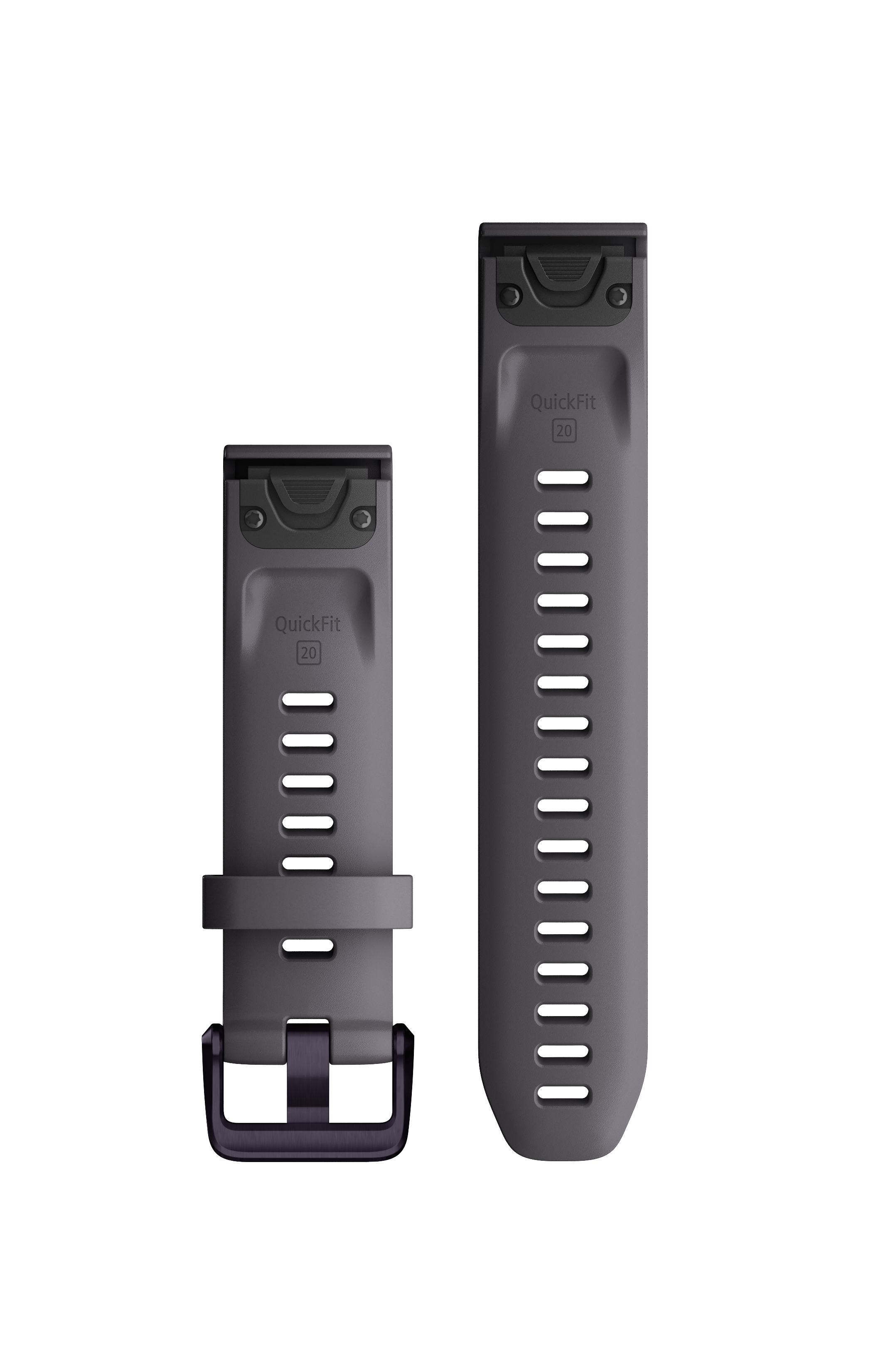 Garmin QuickFit® 20 watch straps, Shale Gray silicone, Amethyst hardware