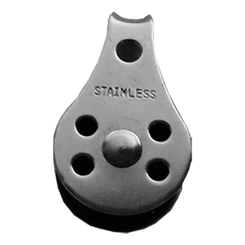 Block stainless 1-sp. 25mm nylon f/6mm rope H:44 x W:25 x D:13mm