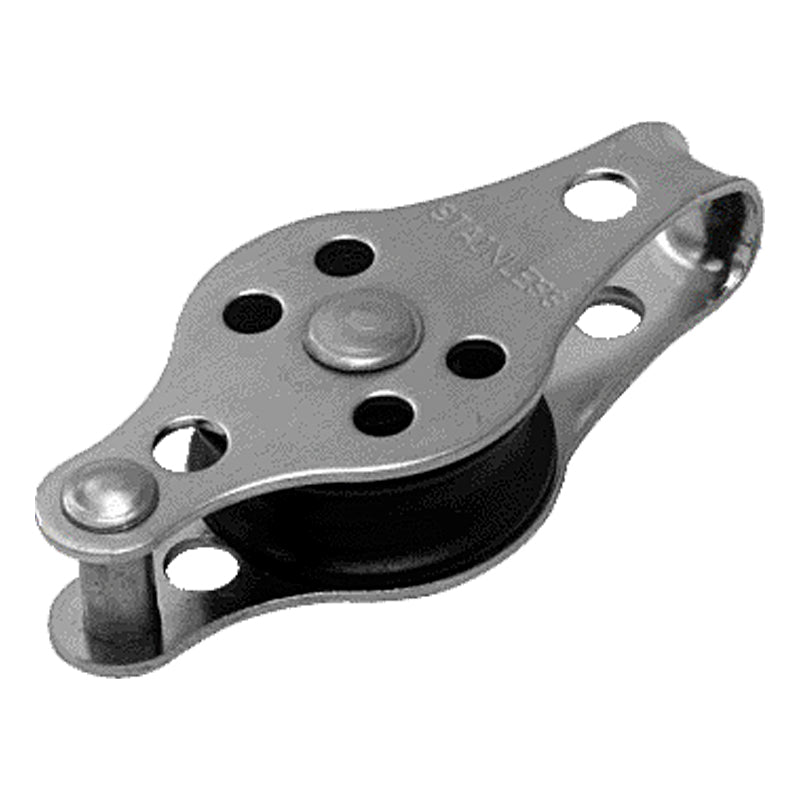 Block stainless w/dog mitt 1-sp. 25mm nylon f/6mm rope