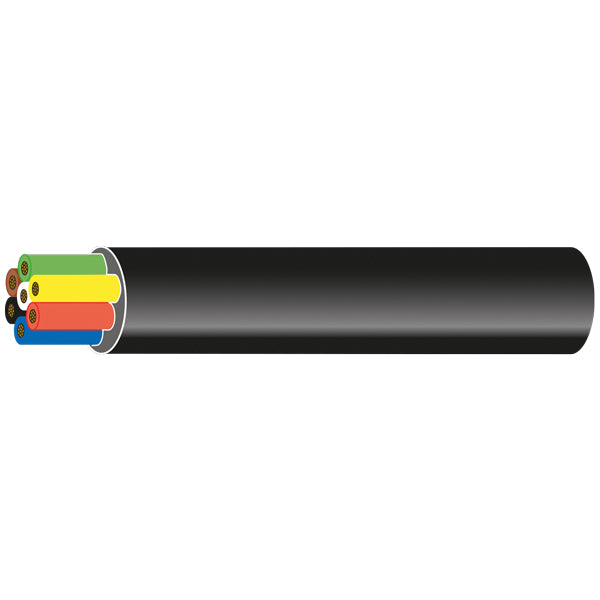 Trailer cable 7 joints, 6x1mm2 + 1x2mm2 (black) 100m