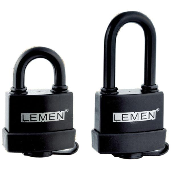 Padlock LEMEN waterproof coated with ABS plastic 50mm long shackle