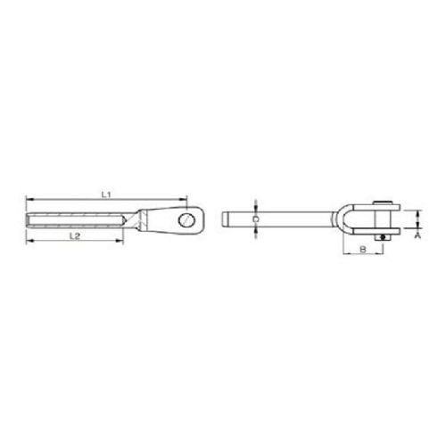 Gabelanschluss RF 100504 f/4 mm &amp; 5/32 Zoll Draht 5 mm Stift