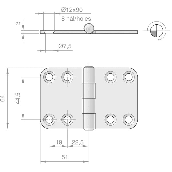 Hinge 64x51x51
