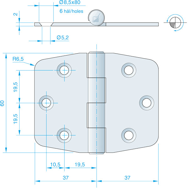 Hinge 60x37x37