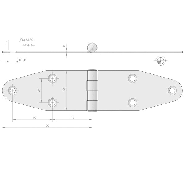 Hinge 40x90x90
