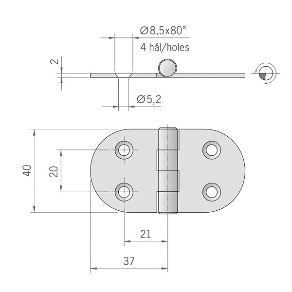 Hinge 40x37x37