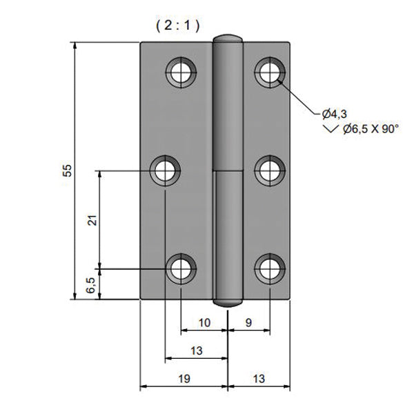 Roca window hinge 32x55mm right AISI 304