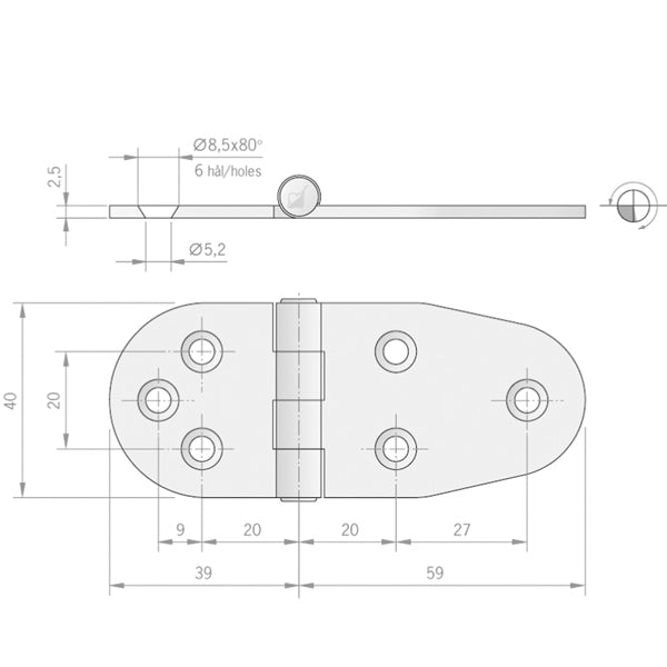 Hinge 40x39x59