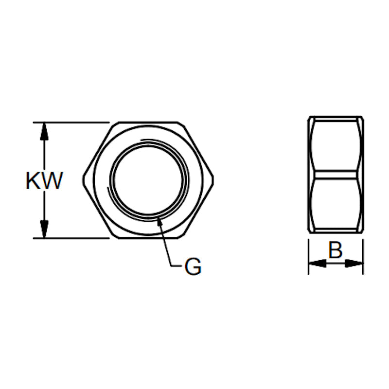 Møtrik rustfri UNF for vantskrue BW