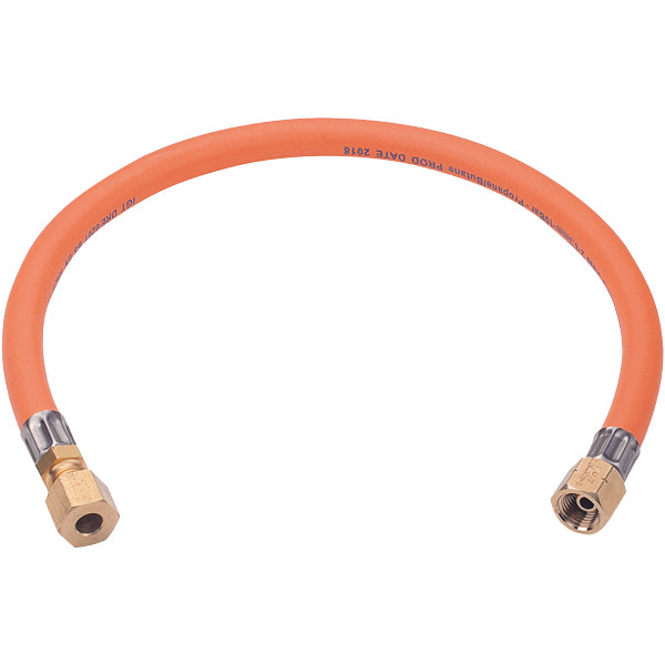 Gasslange 1,2m 1/4" til 8mm rørtilslutning