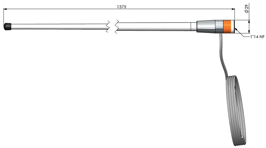 VHF Antenne 54 - 1 tomme omløber - 4 dB, med 10/20 m RG58 Kabel – IP66, Maritim