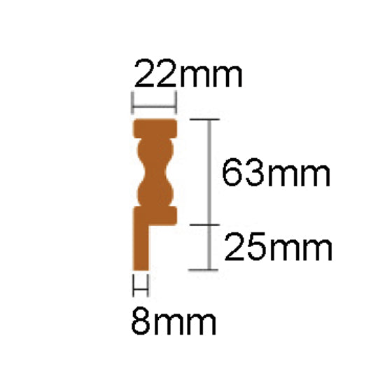 Pin row teak L 22-63-25-8