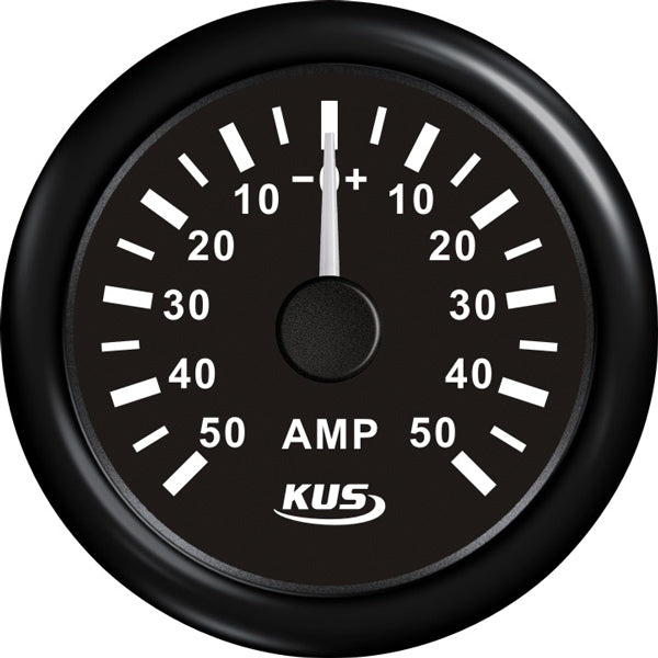 KUS Ammeter Black w/50A Shunt 12/24V