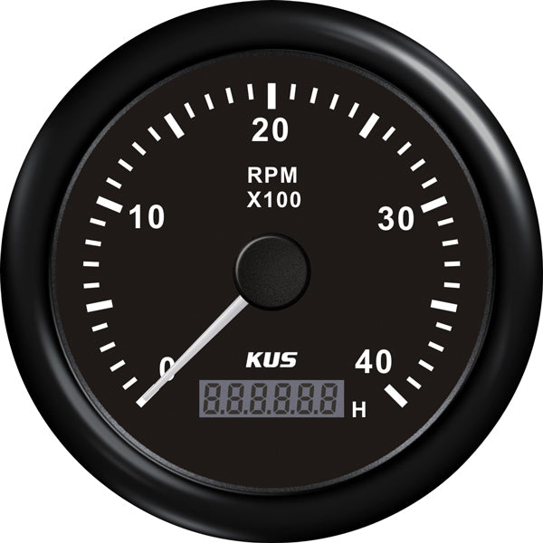 KUS Rev counter Diesel 0-4000 Black 12/24