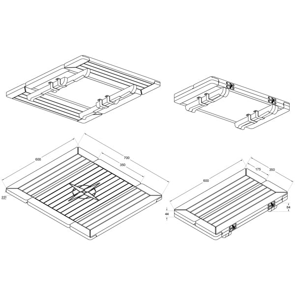 Foldbar teakbordplade B:70/35cm