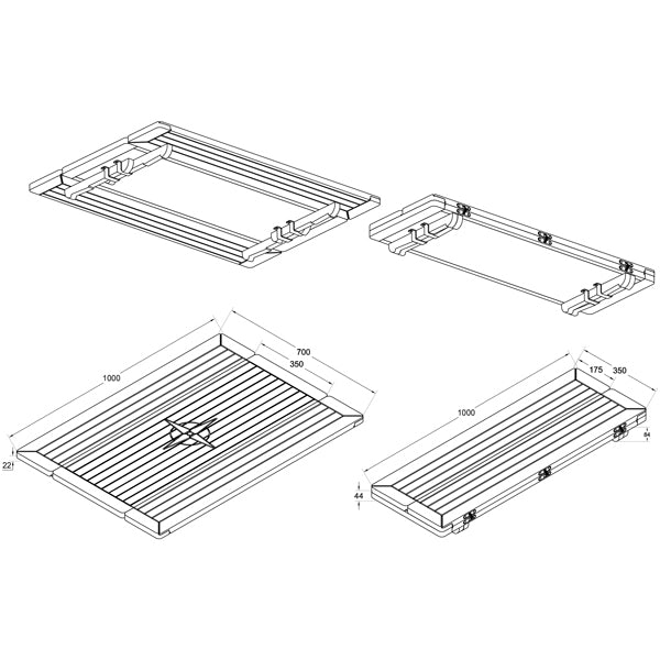 Foldbar teakbordplade B:70/35cm