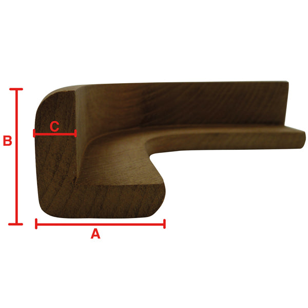 Teak molding L angle 50/90 outside
