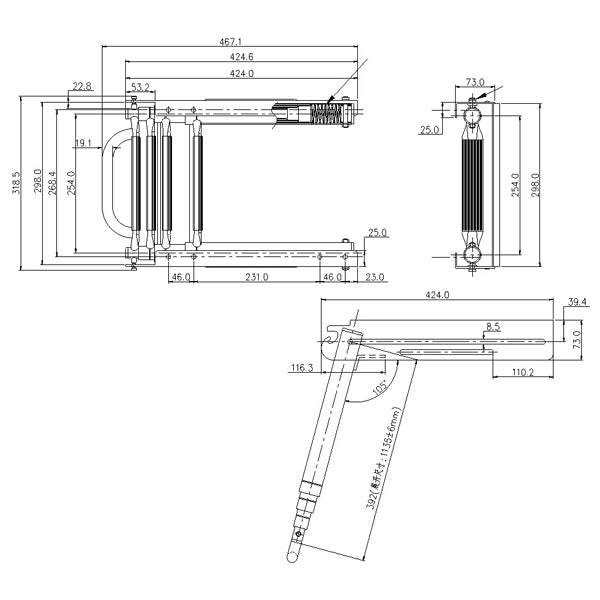 Stainless steel bathing ladder in cassette 4 steps