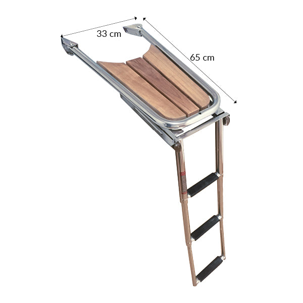 Bow platform with teak and ladder 65x33cm Ø25mm pipe