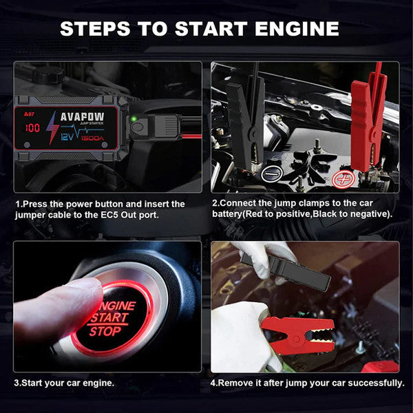 Avapow A9 jump starter 12V, peak 1500Amp