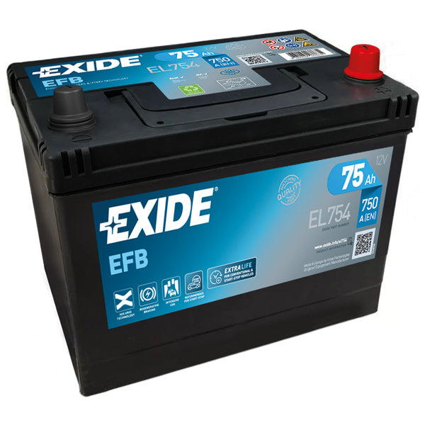 Exide Battery 75ah Dual EFB, opposite polarity