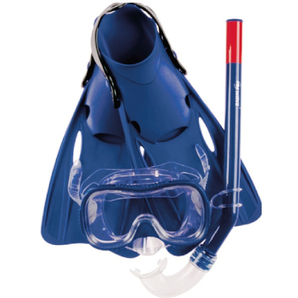 Dykkersæt barn maske, snorkel & svømmefødder blå