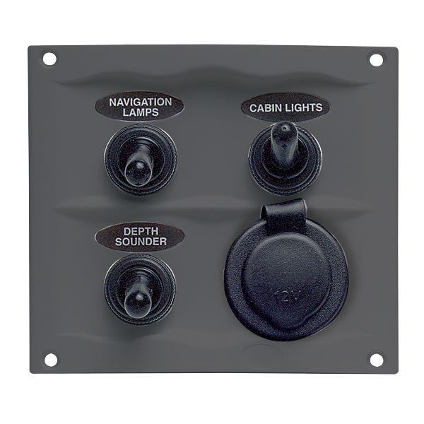BEP Stænktæt el-panel med kontakter og el-udtag, 12V/24V