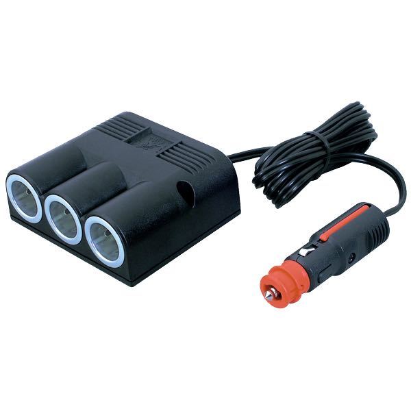 Universal plug 12/24V 16Amp with 2m cable and triple outlet