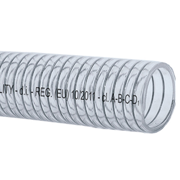 Clear hose with food quality steel spiral